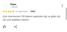 Çok memnunum Cilt Bakımı yaptırdım ilgi ve güler yüz için çok teşekkür ederim.